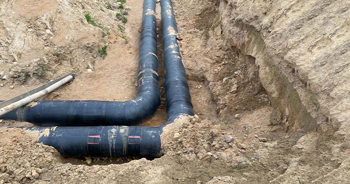 A house repipe means you're replacing all the pipes in your plumbing system, they can be in your walls or in the ground, like the pipes in this picture.
