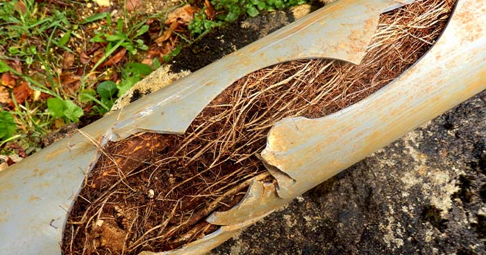 Image: Tree roots show through a broken pipe. When you have tree roots in the sewer line they grow into the sewer.