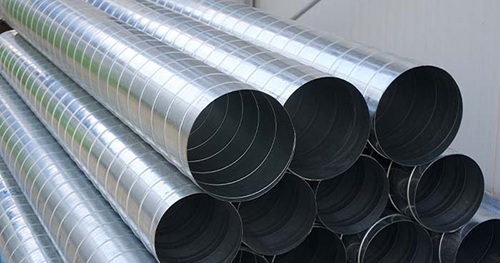 Image: metal tubing used for ductwork.