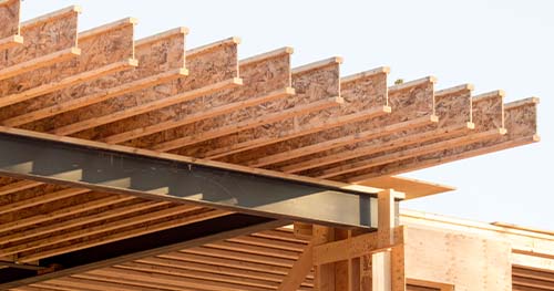 Image: home construction showing joists.